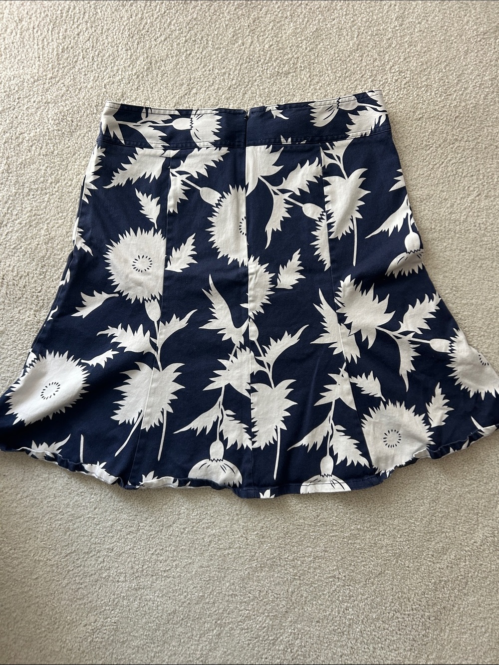 Isaac Mizrahi Navy and White Floral A-Line Skirt - Picture 3 of 5